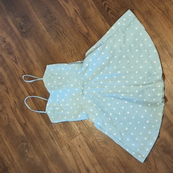 Dolce Vita Light Wash Denim Skater Dress with White Polka Dots A3 - Picture 1 of 6